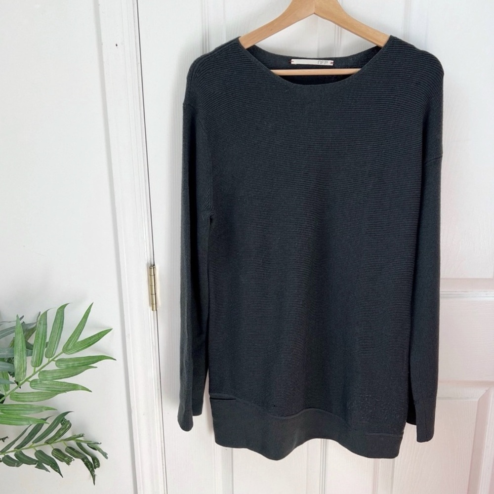 NFP Merino Wool Ribbed Pullover Sweater in Dark Grey